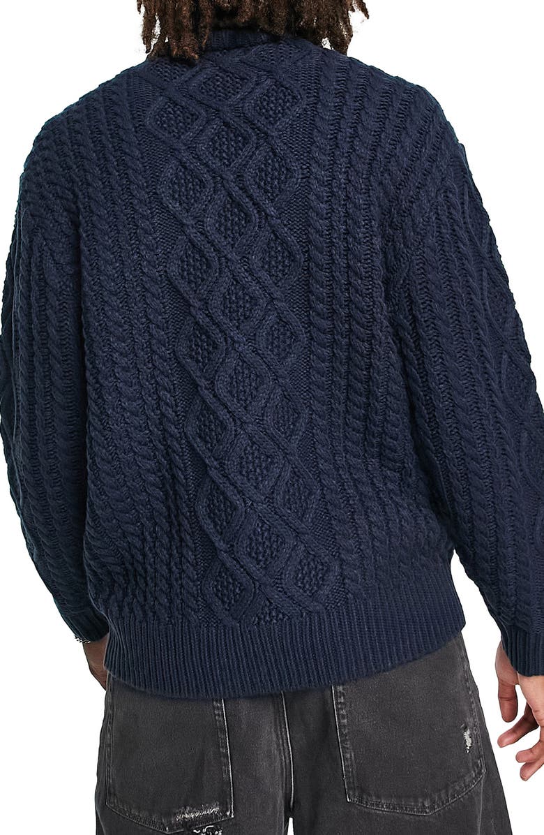 Topman Cable Stitch Quarter Zip Sweater, Alternate, color,
