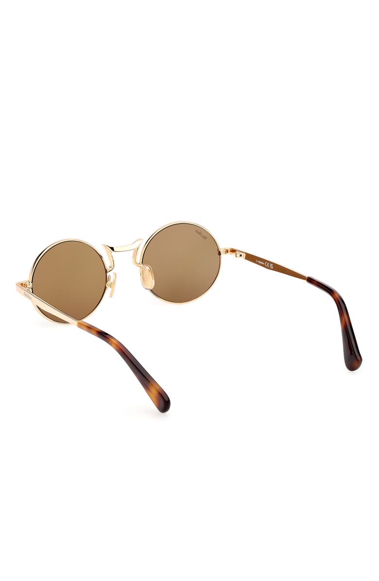 Max Mara 48mm Small Round Sunglasses, Alternate, color, Deep Gold / Roviex Mirror