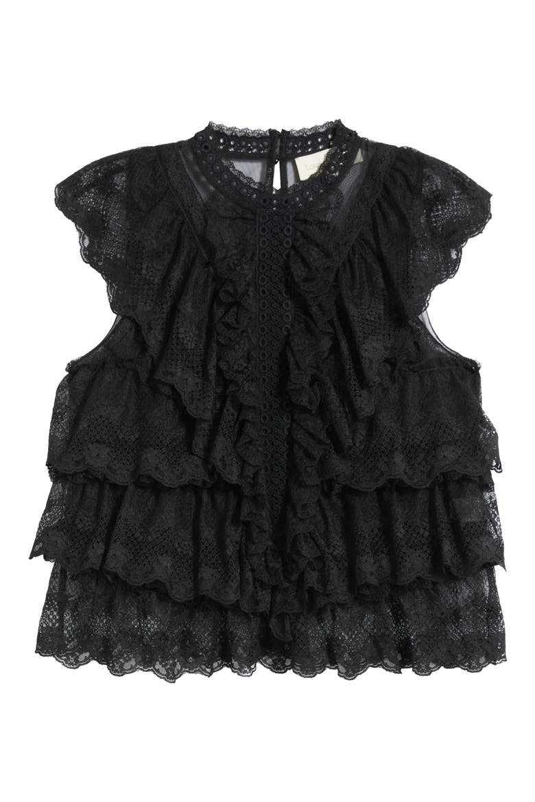 Eden Ruffle Lace Top, Alternate, color, BLACK