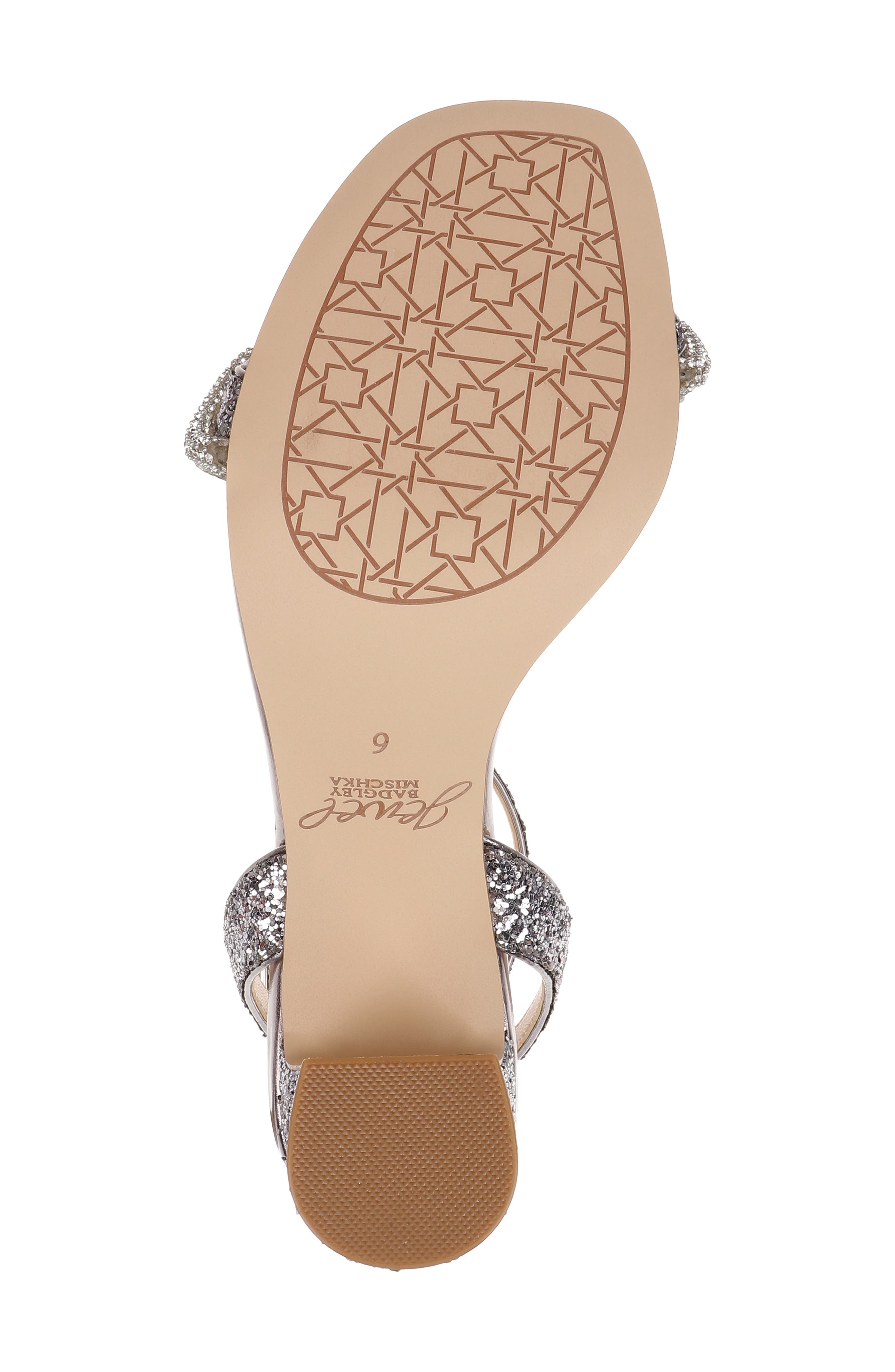 Jewel Badgley Mischka Gem Glitter Ankle Strap Sandal, Alternate, color, Smoke