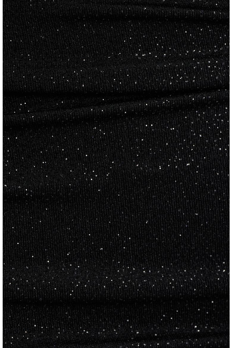 Glitter Cold Shoulder Gown, Alternate, color, BLACK / IVORY