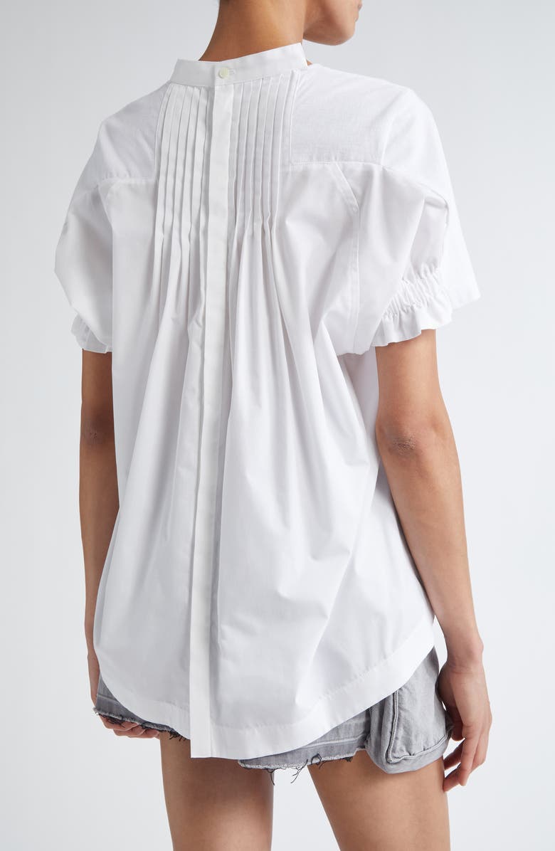 Sacai Mixed Media Poplin & Jersey Top, Alternate, color, White/ Off White 104
