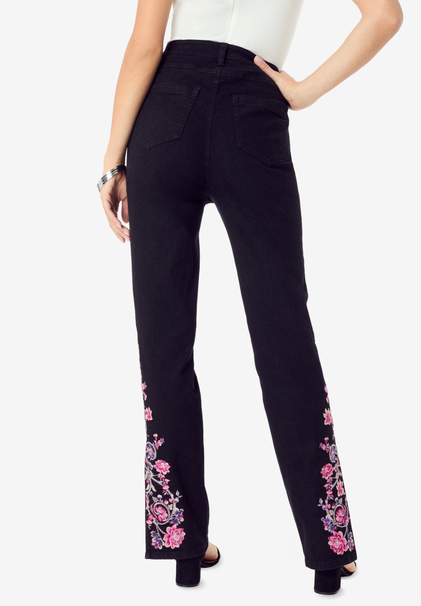 Plus Size Invisible Stretch Embroidered Split Flare-Leg Jean - image 2