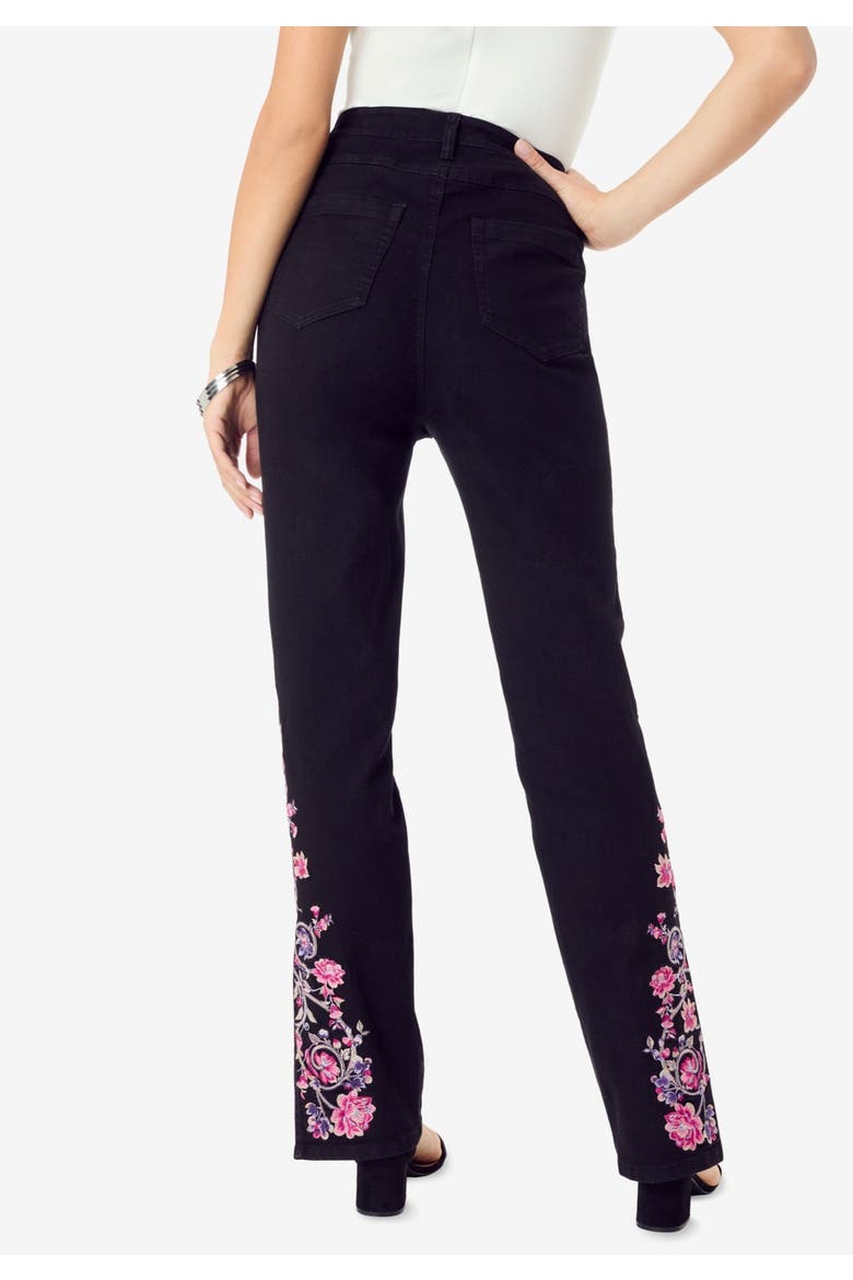 Plus Size Invisible Stretch® Embroidered Split Flare Leg Jean, Alternate, color, BLACK VINE