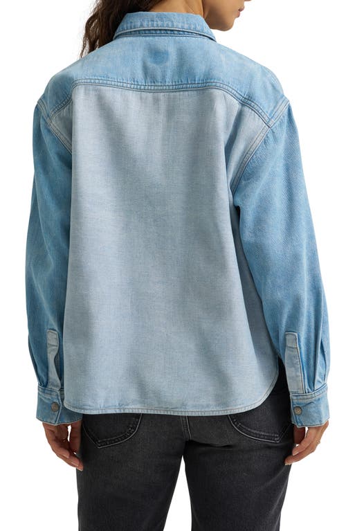 Lee Drapey Contrast Wash Snap-up Shirt In Blue