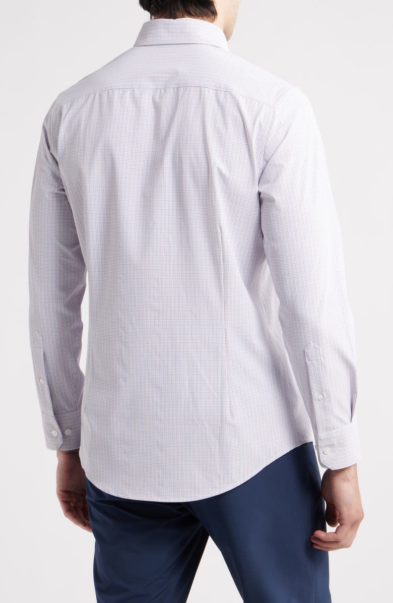 Mizzen+Main Leeward Trim Fit Microcheck No Tuck Button-Up Shirt, Alternate, color, Blue/ Red Clay Aaron Plaid