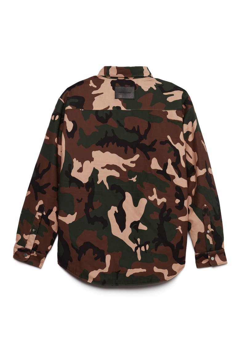 Camo Cotton Twill Button-Down Shirt, Alternate, color, GREEN