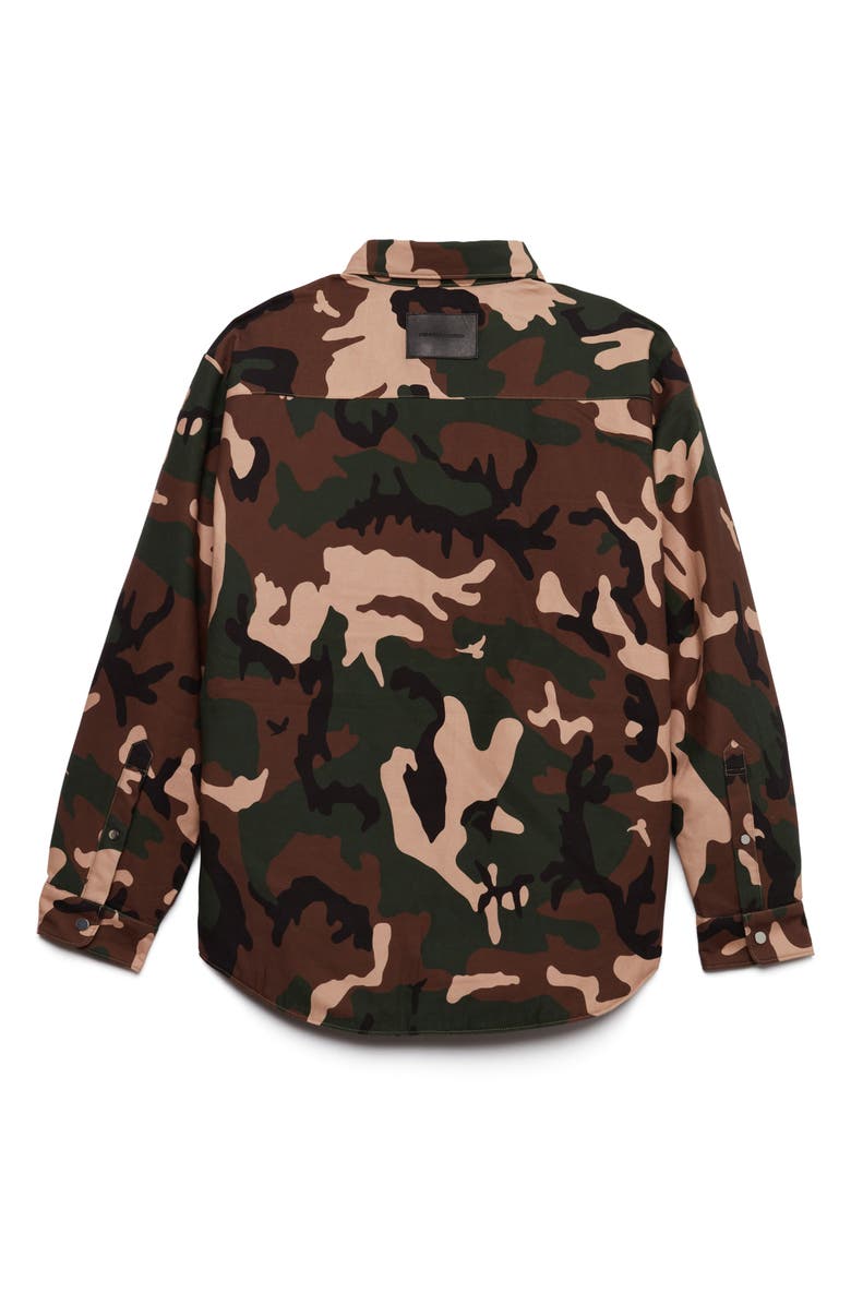 PURPLE BRAND Camo Cotton Twill Button-Down Shirt, Alternate, color, Green