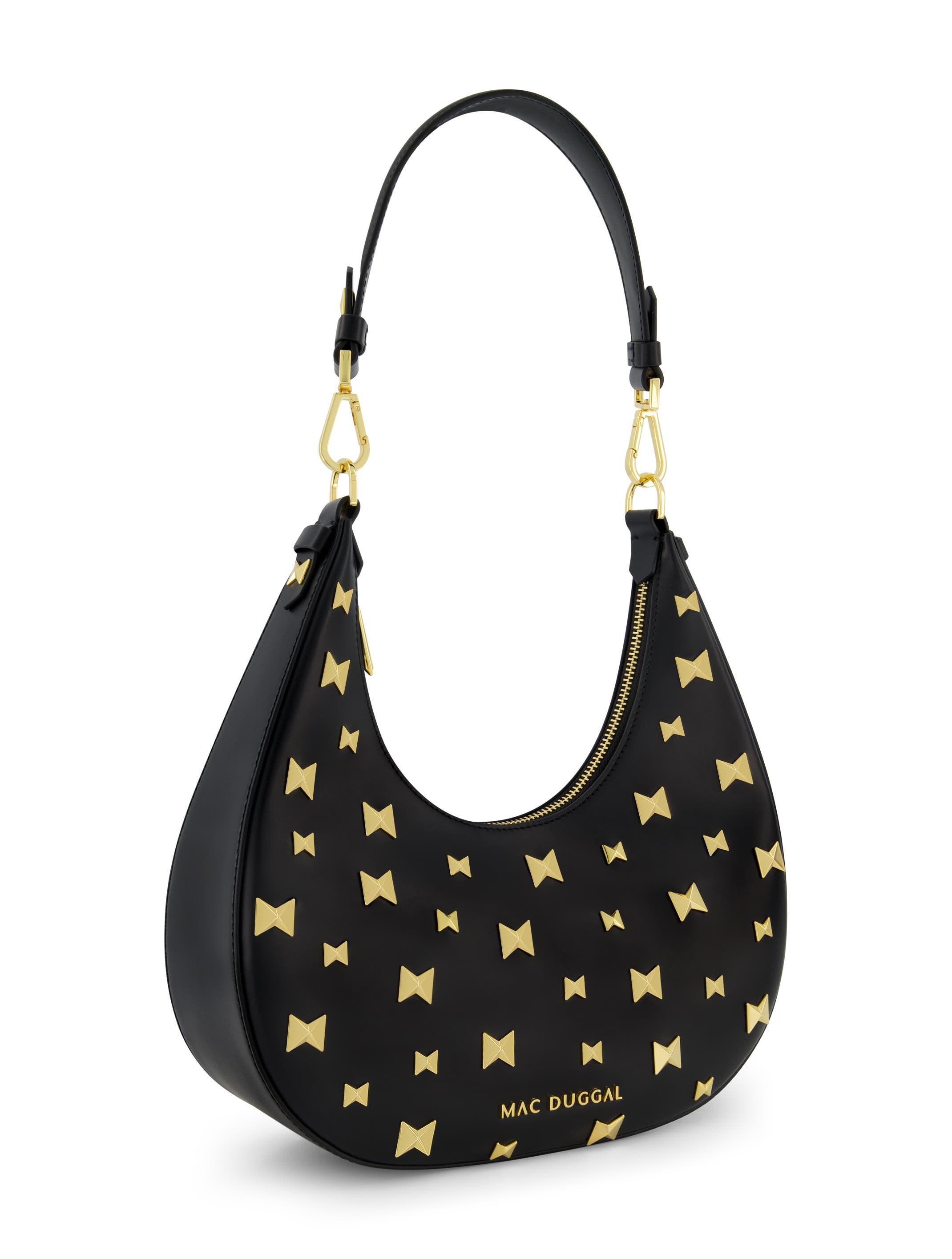 Gold Plated Hardware Leather Hobo Bag, Alternate, color, Black