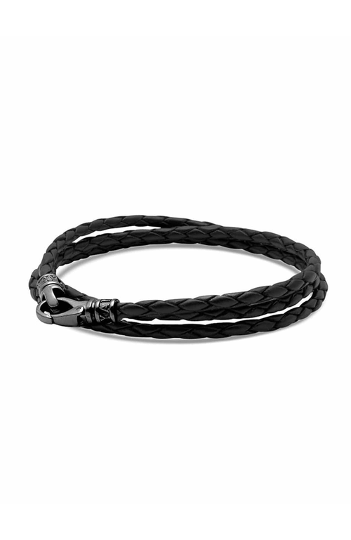 Nialaya Wrap Around Leather Bracelet In Black