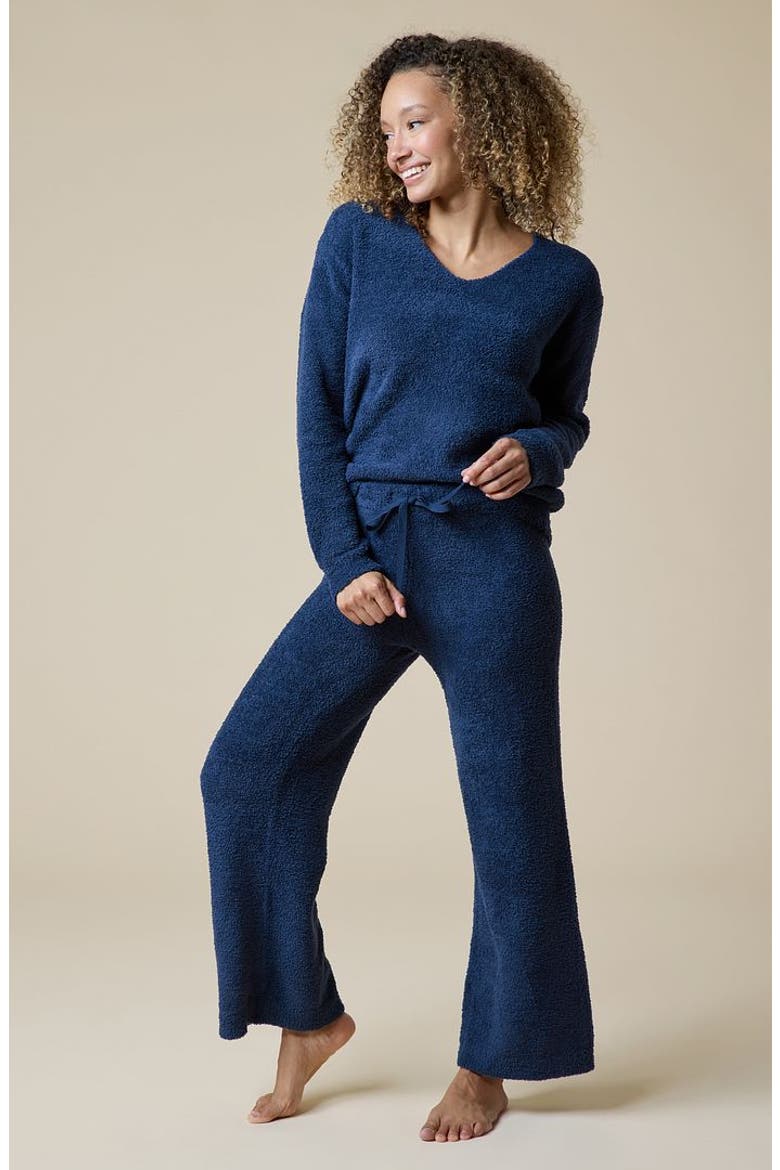 Solid Marshmallow V-Neck Lounge Set, Alternate, color, Midnight