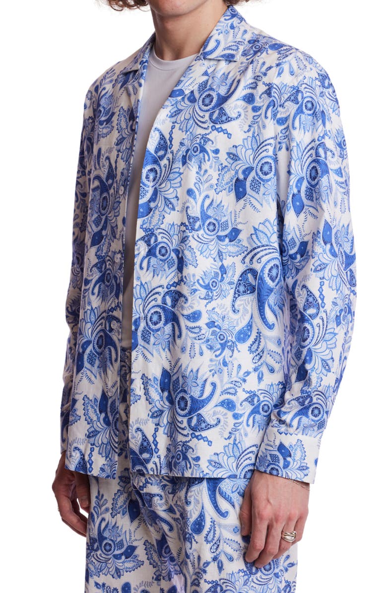 PAISLEY & GRAY Long Sleeve Camp Shirt, Alternate, color, Indigo White Paisley