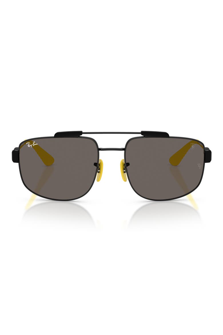 x Scuderia Ferrari 58mm Square Sunglasses, Main, color, BLACK / DARK GREY