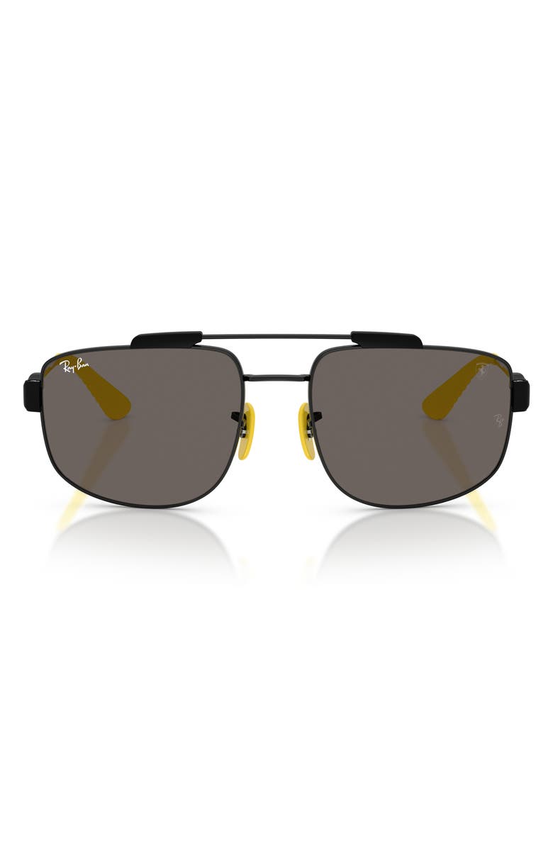 Ray-Ban x Scuderia Ferrari 58mm Square Sunglasses, Main, color, Black / Dark Grey