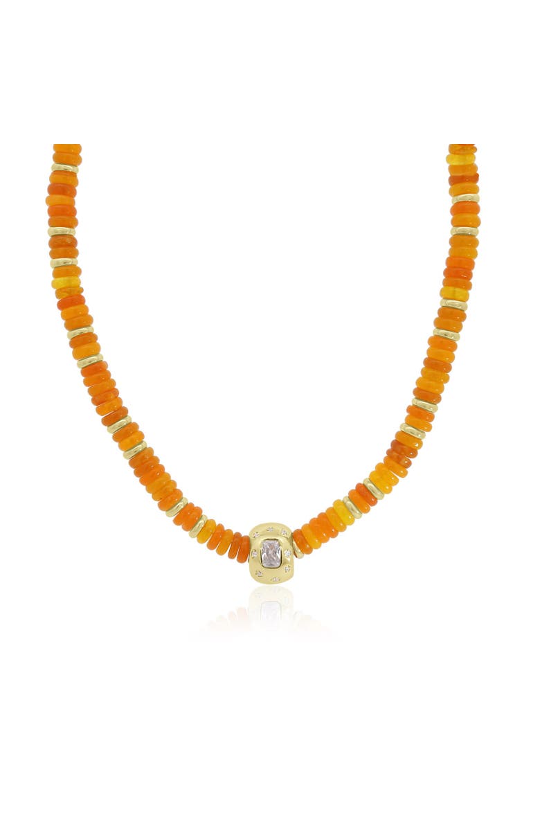The Lovery Fine Jewelry Orange Bead Rondel Necklace, Main, color, Orange