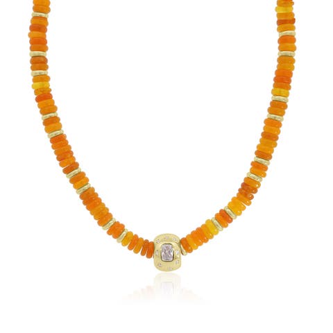 Orange Bead Rondel Necklace
