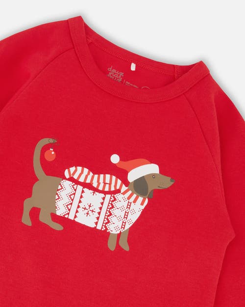 Deux Par Deux Kids Gender Inclusive Organic Cotton Two-piece Pajama Set In Red