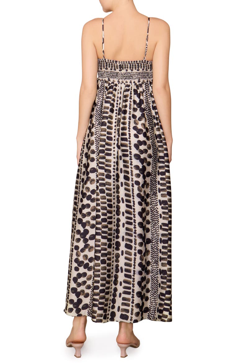 Mixed Print Satin Maxi Dress, Alternate, color, BONE BLACK