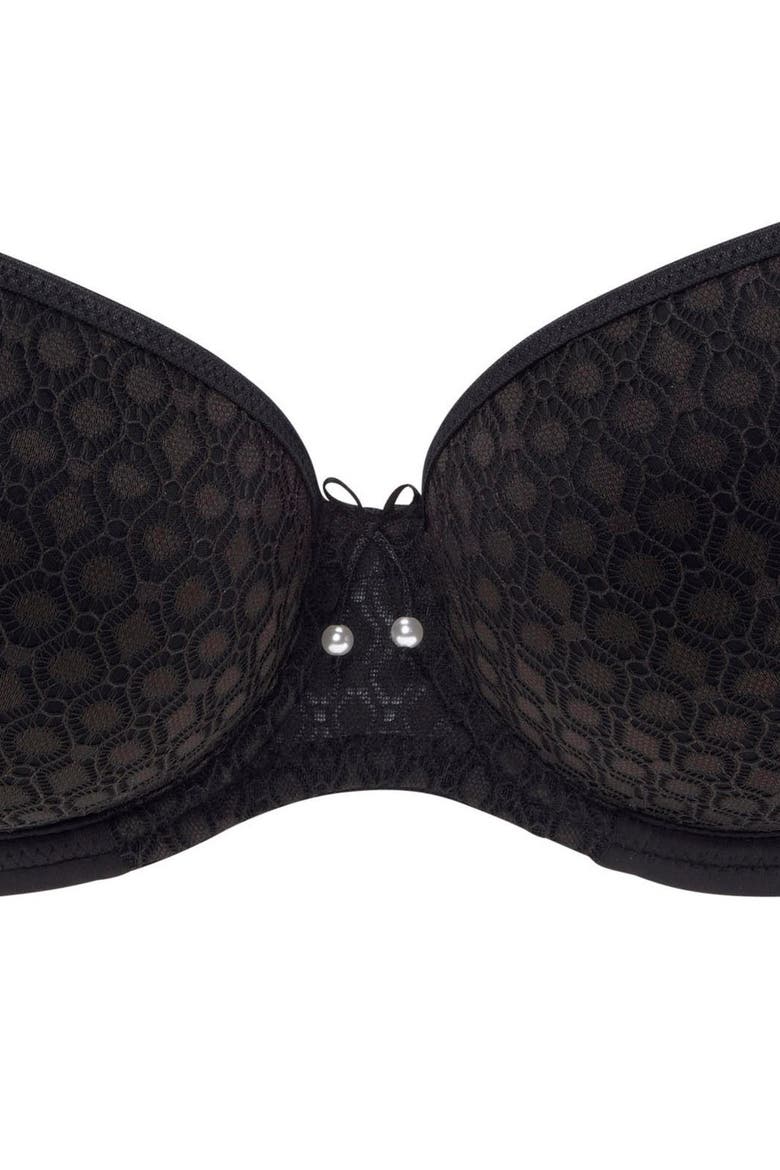 Lace Detail T-Shirt Bra, Alternate, color, Black
