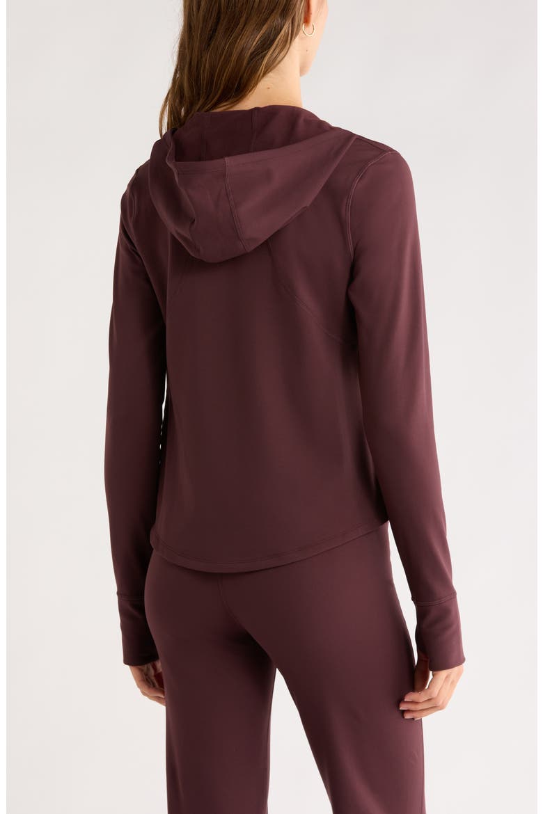 Cozy Tech Zip Hooded Jacket, Alternate, color, BURGUNDY FUDGE