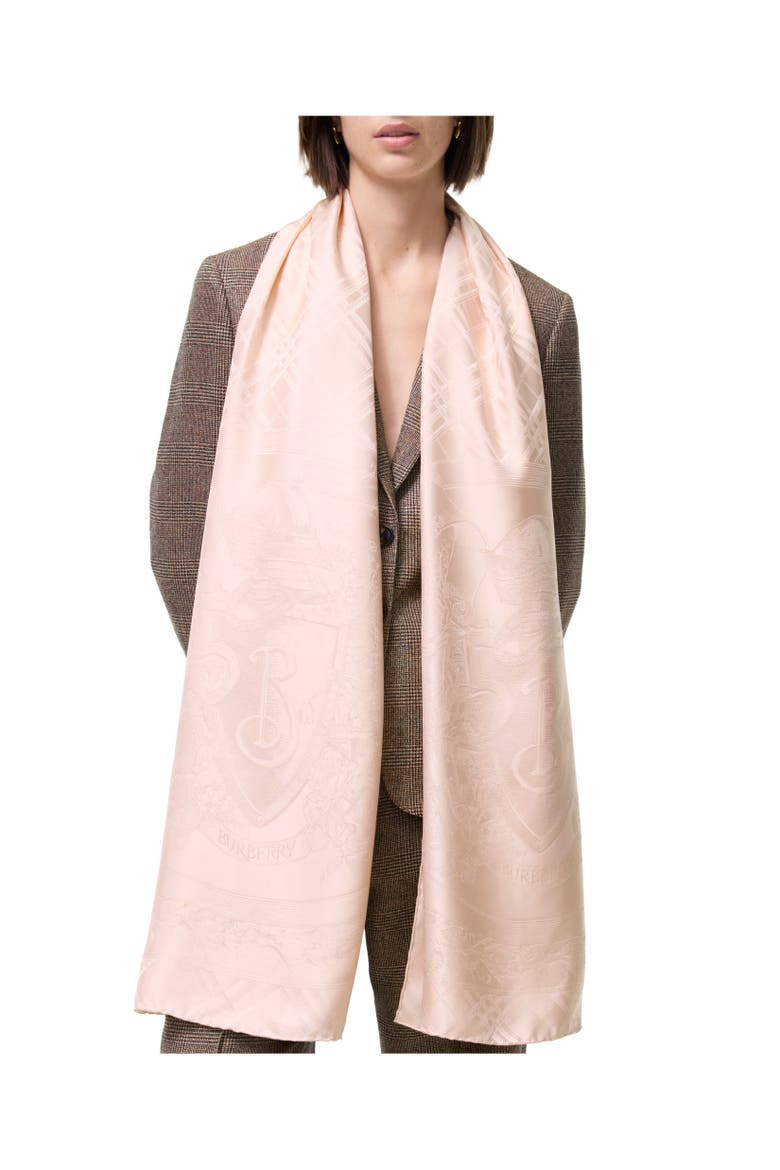 Floral Crest Silk Scarf, Alternate, color, Compact pink