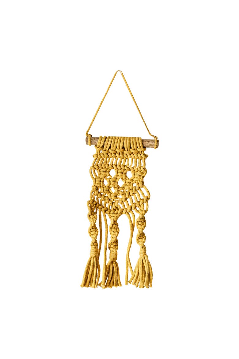 Set of 4 Macrame Mini Wall Hangings Cotton & Wood, Alternate, color, Yellow