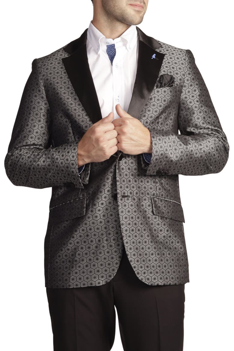 Geo Jacquard Dinner Jacket, Alternate, color, SILVER