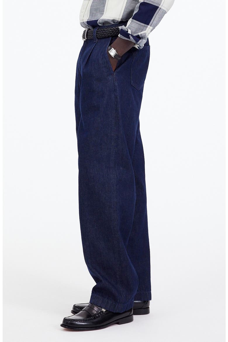 Pleated Relaxed Straight Leg Denim Pants, Alternate, color, NORTHBROOK WASH