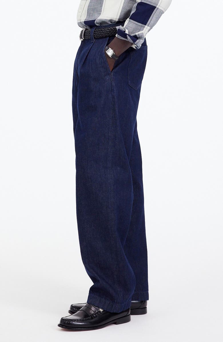Madewell Pleated Relaxed Straight Leg Denim Pants, Alternate, color, Northbrook Wash