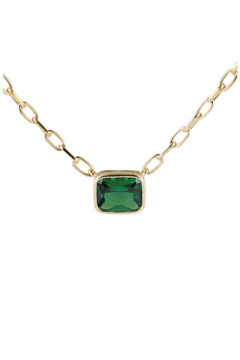 The Green Solitaire Pendant Necklace, Main, color, GOLD
