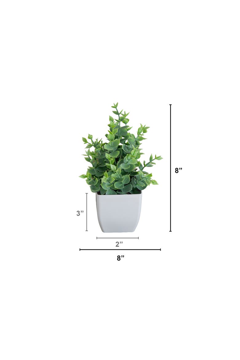 8-in Artificial Mini Potted Plants - Set of 4, Alternate, color, Green
