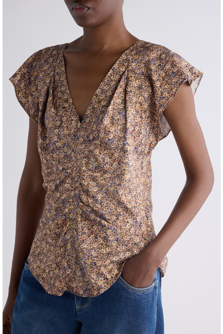 Lonea Floral Top, Alternate, color, OCHRE