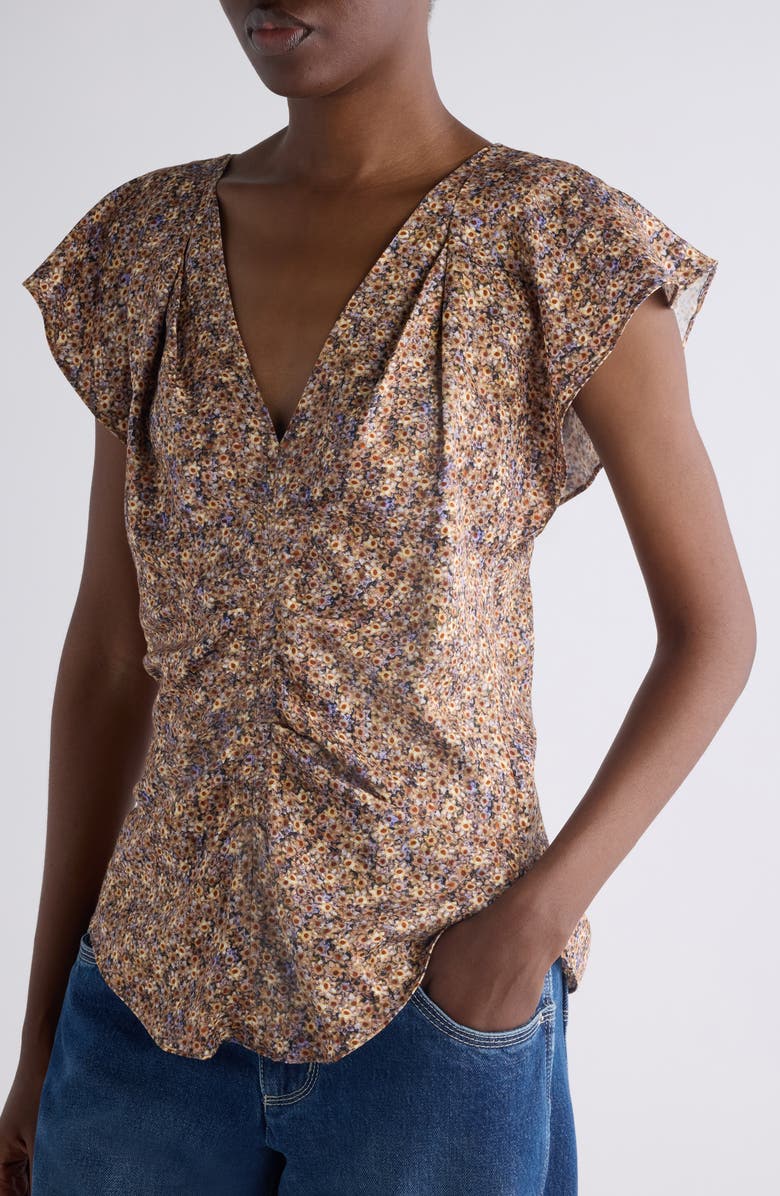 Isabel Marant Lonea Floral Top, Alternate, color, Ochre