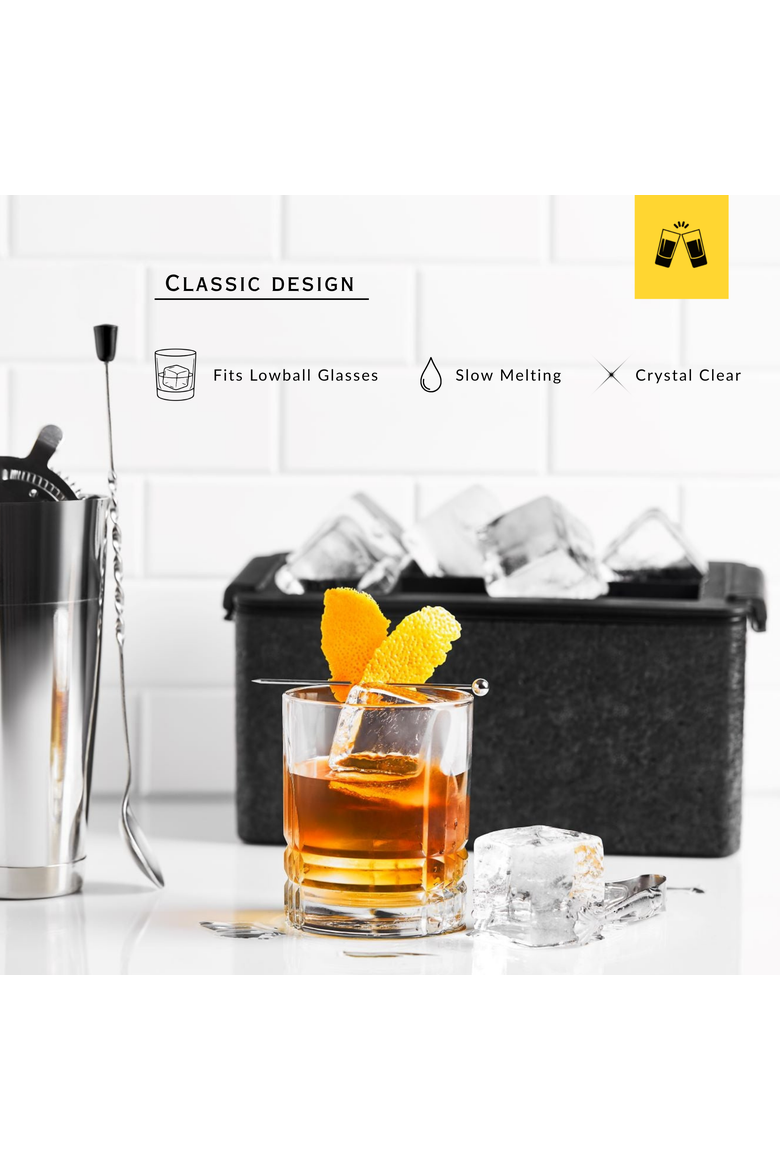 Crystal Clear Ice Cube Maker Mold - Eight 2" Square Ice Cubes, Alternate, color, Clear