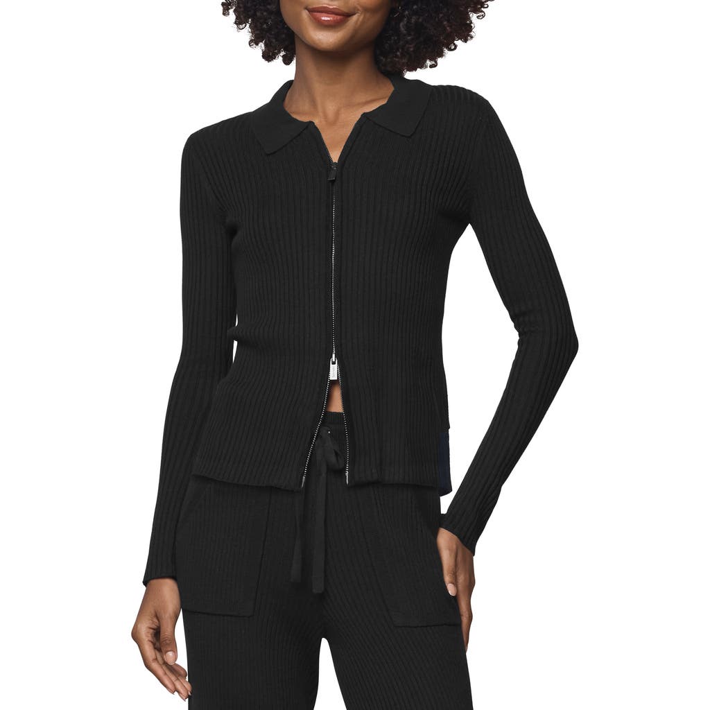 Splendid Georgie Two-way Zip Sweater In Black
