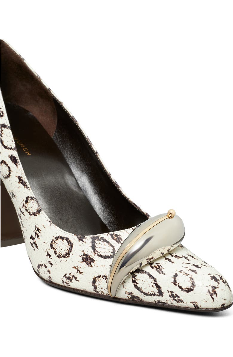 Tory Burch Pierced XL Pump, Alternate, color, Black / White Roccia / Silver