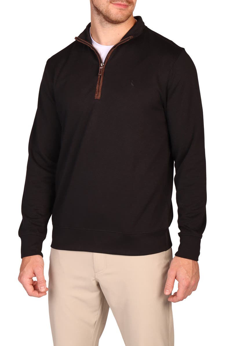 TailorByrd Rib Knit Quarter Zip Pullover, Alternate, color, Black