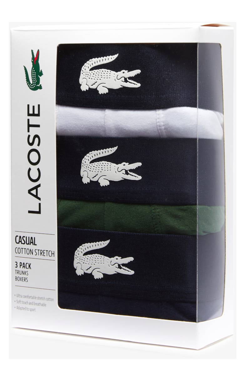 Lacoste Assorted 3-Pack Logo Trunks, Alternate, color,