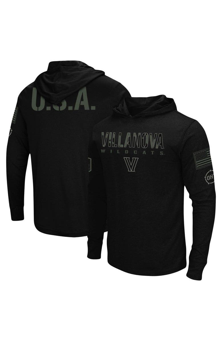 COLOSSEUM Men's Colosseum Black Villanova Wildcats OHT Military Appreciation Hoodie Long Sleeve T-Shirt, Main, color, Black