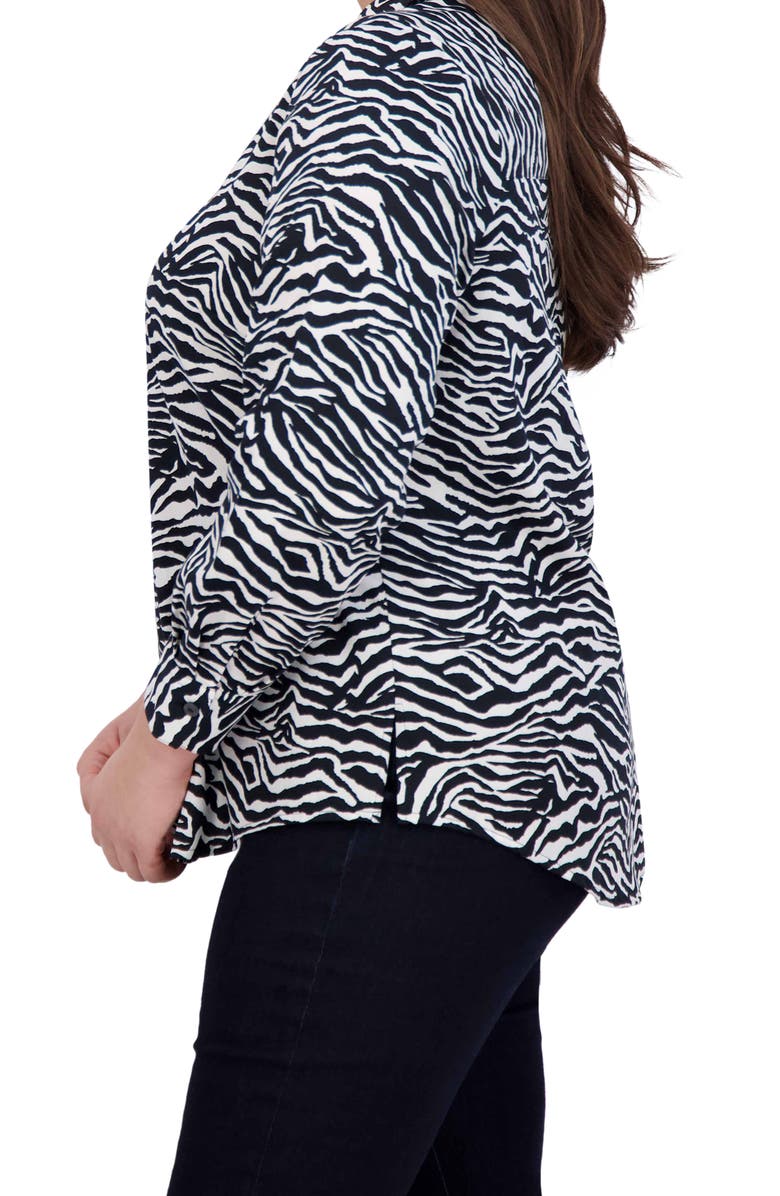 Foxcroft Mary Zebra Print Cotton Button-Up Shirt, Alternate, color, Black/ White