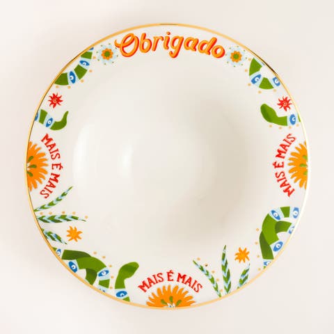 Lublin Obrigado Rimmed Porcelain Pasta Artisan Ceramic