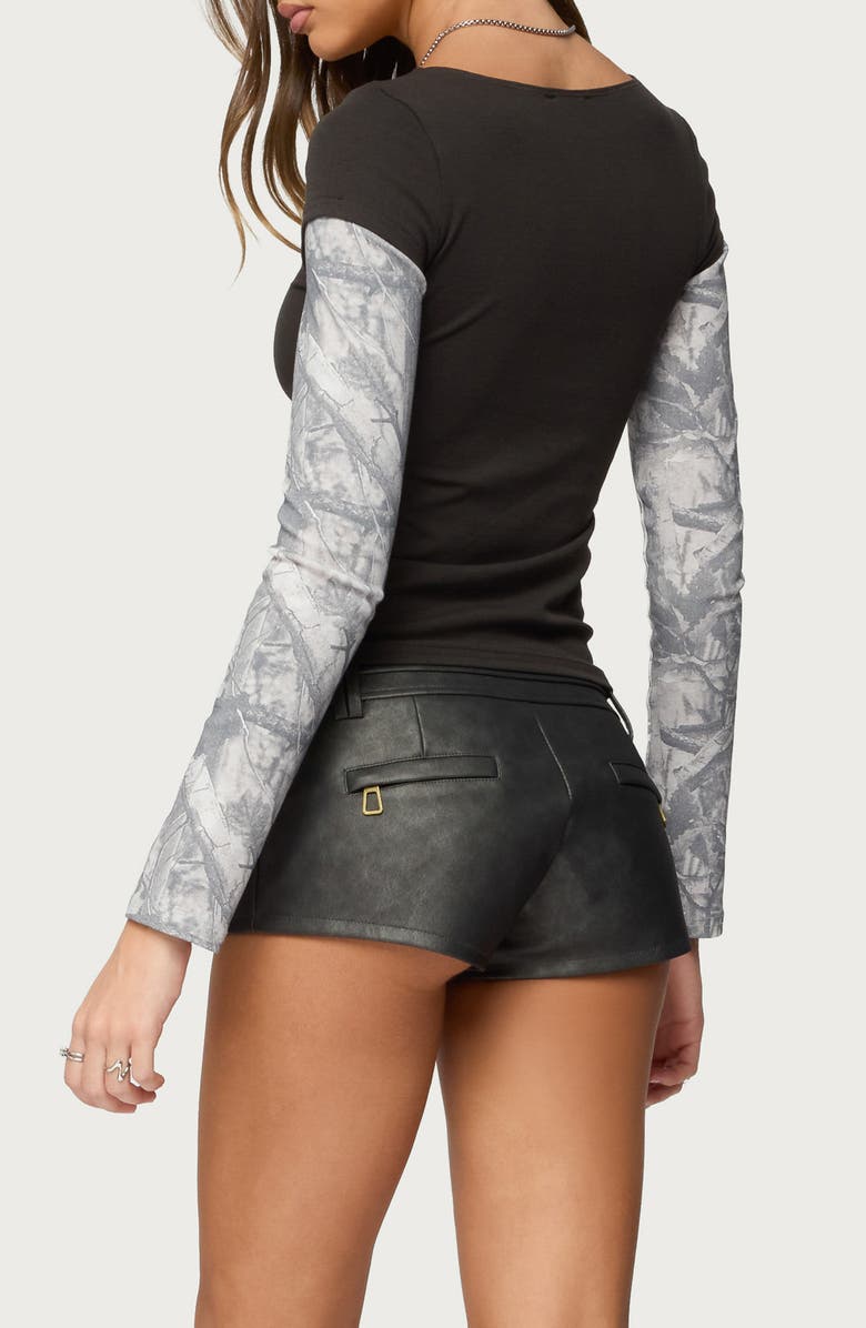 EDIKTED Montana Camo Layered Long Sleeve Graphic T-Shirt, Alternate, color, Mix