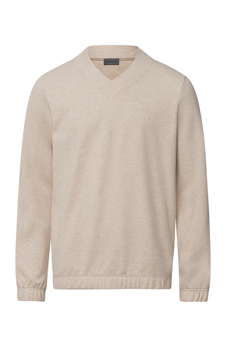 Hanro Cozy Living Organic Cotton Soft Jersey Pullover, Main, color, Camel Melange