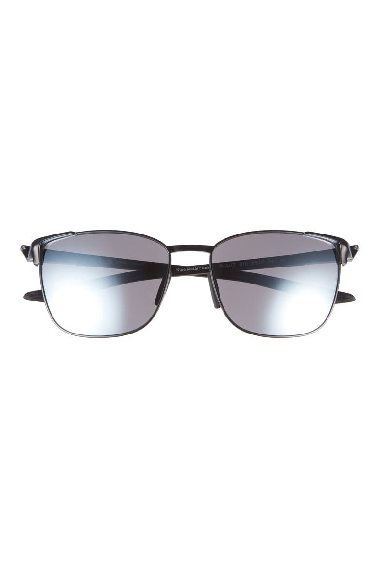 Fusion Square Sunglasses, Main, color, SATIN BLACK / SILVER FLASH