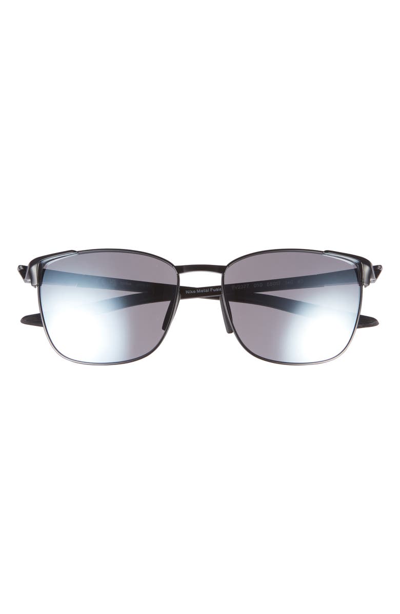 Nike Fusion Square Sunglasses, Main, color, Satin Black / Silver Flash