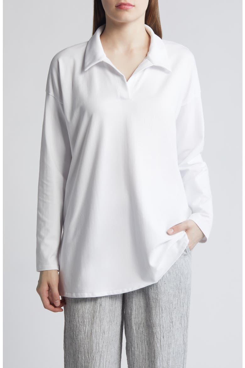 Boxy Stretch Pima Cotton Jersey Tunic Top, Main, color, WHITE