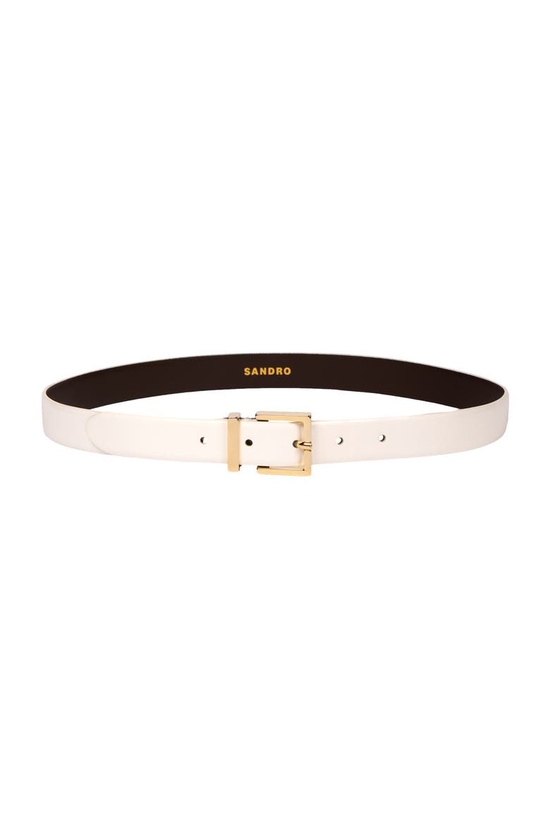 Smooth leather belt metal buckle, Main, color, White
