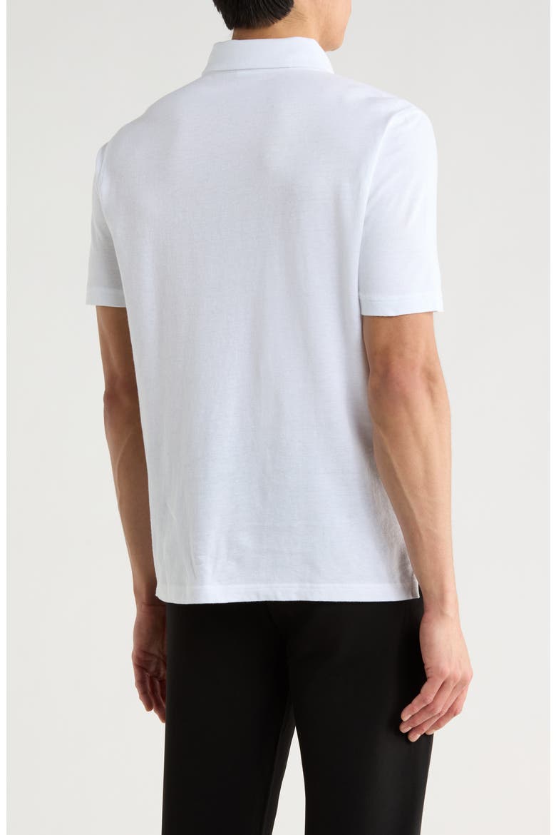 Cotton & Linen Blend Oxford Piqué Knit Polo, Alternate, color, WHITE