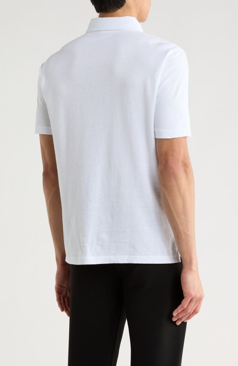 Brooks Brothers Cotton & Linen Blend Oxford Piqué Knit Polo, Alternate, color, White