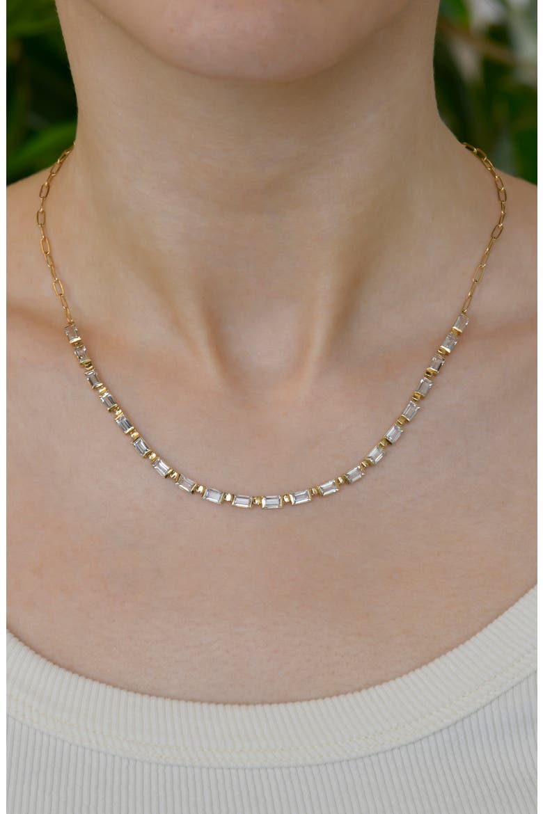 Cléo Cécile Tennis Necklace, Alternate, color, 14K YELLOW GOLD/ CLEAR TOPAZ
